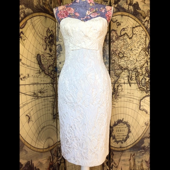 NWT! Michael kors elegant jacquard sweetheart Surplice midi dress. Size 2 - Picture 3 of 7